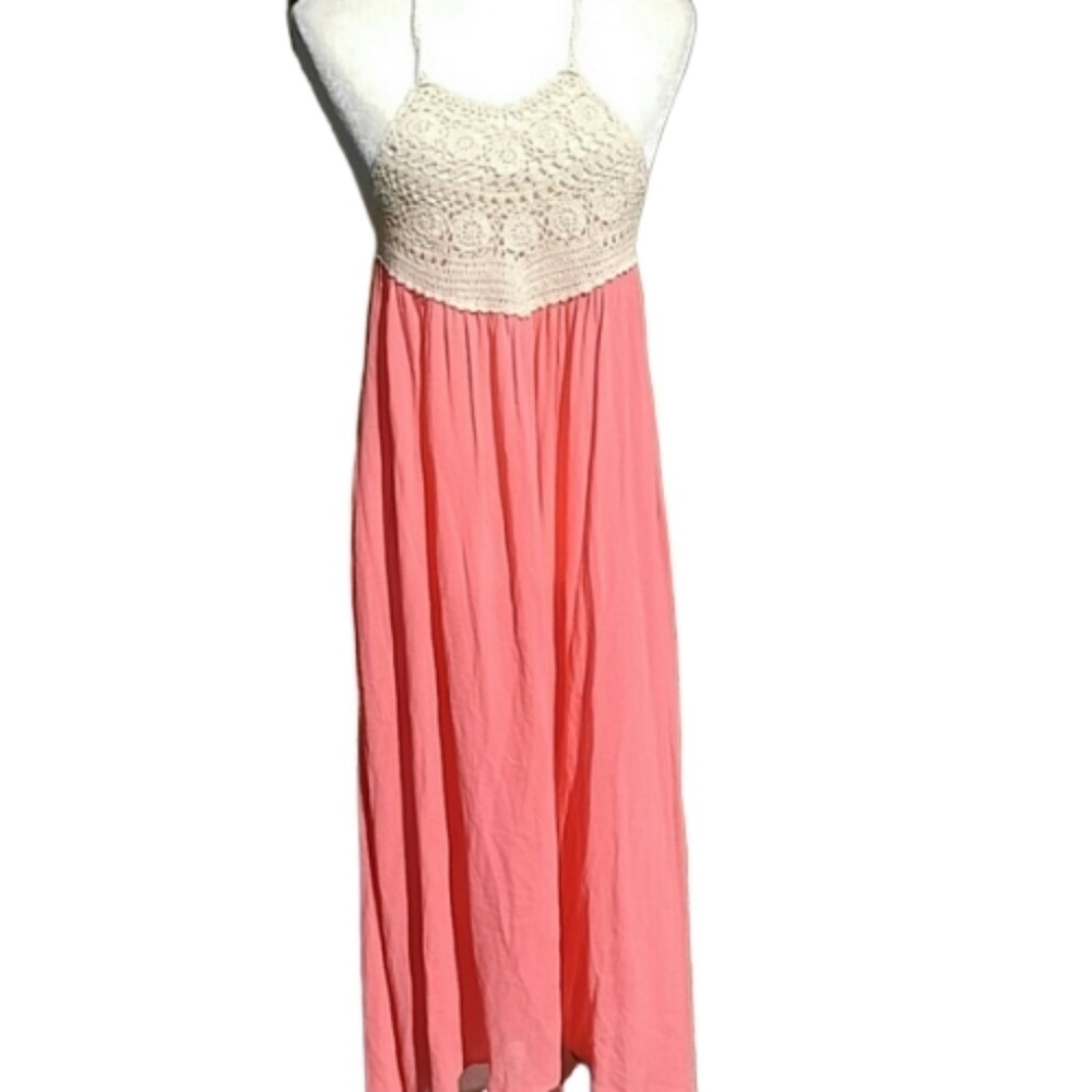 Flying Tomato Halter Crochet Bodice Maxi Dress M